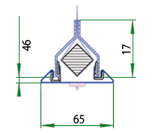 <center>Typ 3,84 FK fjädrande bottenprofil, option med klämlist</center>